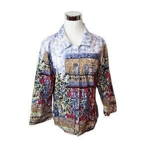 Christopher & Banks Womens‎ XL Button Front Jacket Cottage Themed 100% Cotton